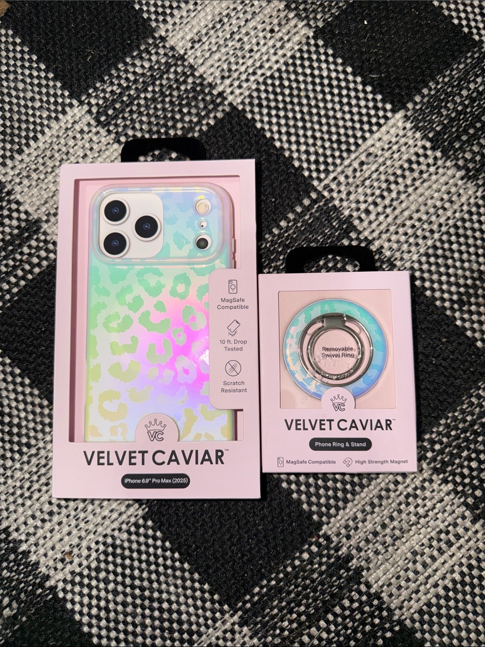 Velvet Caviar Iridescent Pastel Leopard iPhone Case & Ring - Velvet Caviar